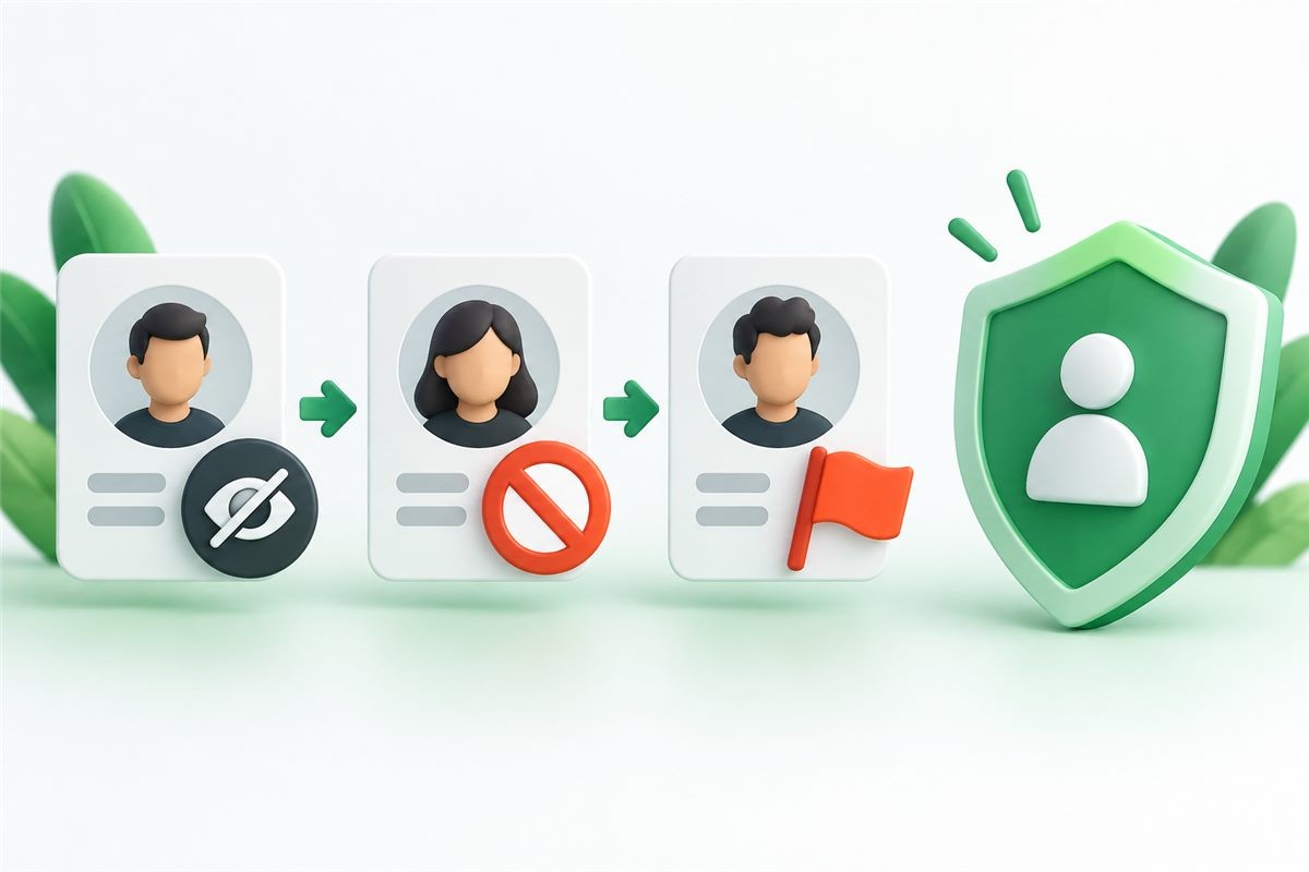 LINE陌生消息封锁举报处理步骤示意图